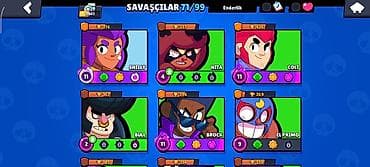 Çantalar: Brawl Stars oyunu üçün hesab - Kupa: 11,841 - Savaşçılar: 71/99 açıq — 2