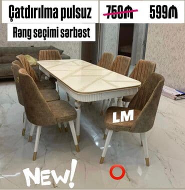 Yeni, Açılmayan, Oval masa, 8 stul