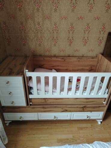 купить кровать трансформер: Oğlan və qız üçün, Dördbucaq, Beşik, Dəst ilə, Matrassız, Yellənmə mexanizmsiz — 3