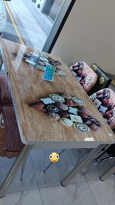 bag stullari: - Mətbəx üçün şüşə səthli masa və stul dəsti - Masaüstü: möhkəm — 4