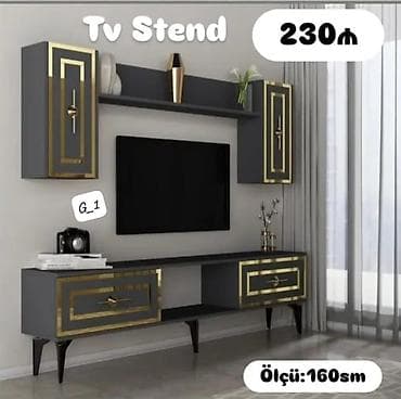 ТВ стенды: TV stend – model G_1 - Ümumi ölçü: 160 sm - Rəng: tünd boz korpus — 1