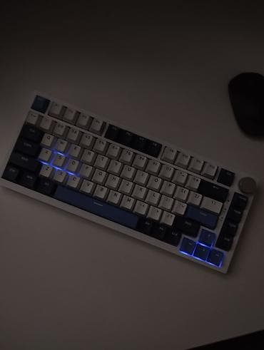server qiymetleri: Ajazz AK75 Pro White & Blue | RGB | Huano × Ajazz Blue Linear — 7
