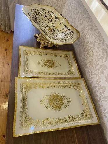 novruz bezeyi: Zərif dekorativ süfrə dəsti - Tərkib: 3 hissə - 1 ədəd ayaqlı iri — 3