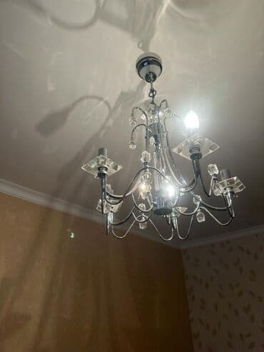 lyustralar 2022: Çılçıraq, 5 lampa, Xrustal — 7