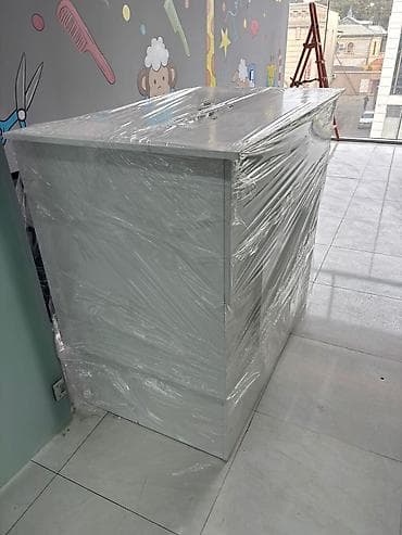 bar stolu: Ağ rəngli qəbul/administrasiya masası – salon, klinika, ofis və — 3