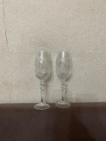 versace servis: Bədii şüşə dekor dəsti - Material: qalın şüşə - Üstlük: parlaq qızılı — 9