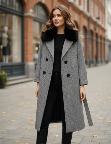 dəri ayaqqabı satışı: Palto, L, rəng - Boz — 1