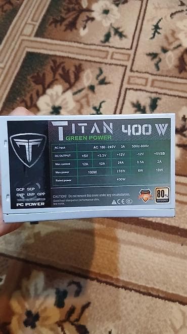 ventilyator mini: Titan 400W Green Power PC Power təchizatı - Giriş: AC 180–240V, 3A — 1