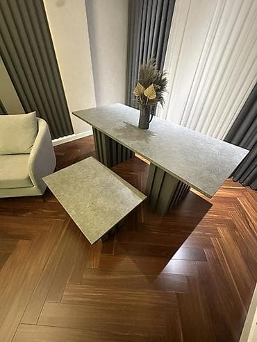 stol stul modelleri: Qonaq otağı üçün, Açılmayan, Dördbucaq masa — 1