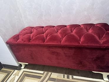 klassik mebeller: Pufik oturacaq, Vеlur parça, rəng - Qırmızı — 1