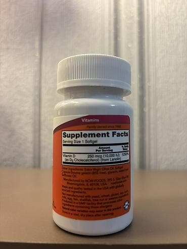bil: Məhsul: NOW Foods Vitamin D3 – 10,000 IU, yüksək təsir gücü Form — 2