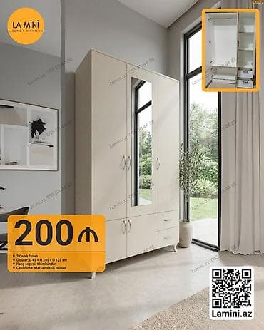 3 qapılı, Açılan, Düz dolab — 1