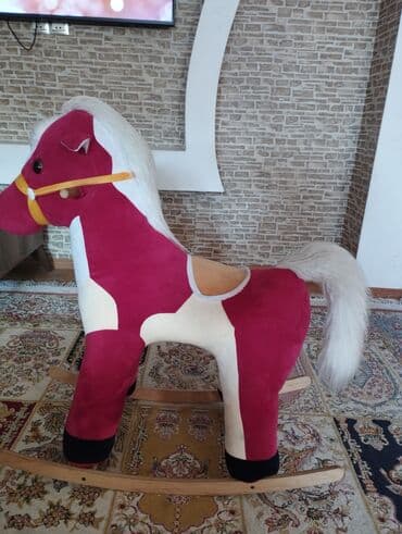 ucuz tul: Uşaq yelləncək atı - Material: yumşaq plyuş korpus, taxta yelləncək — 2