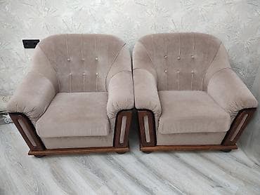 2 ədəd yumşaq kreslo - Rəng: bej - Material: məxməri tipli yumşaq — 2