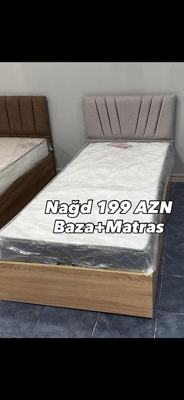 dösek: Tək nəfərlik çarpayılar – baza və başlıqla - Müxtəlif dizaynda yumşaq — 2