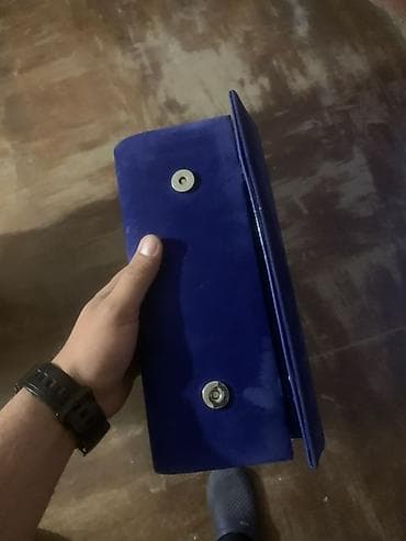 prada canta: Mavi rəngli qadın clutch çantası - Material: parlaq laklı (xoş — 2