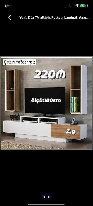 Yeni, Düz TV altlığı, Polkalı, Laminat, Azərbaycan