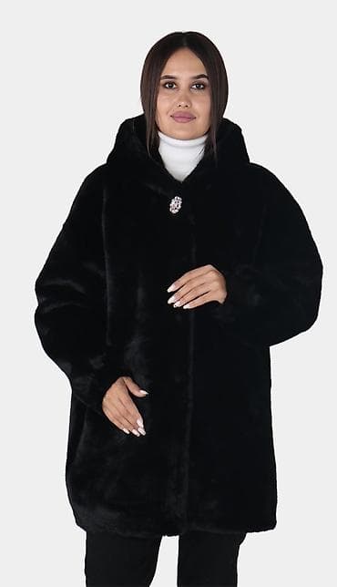 kurkler: Qadınlar üçün qara rəngli kapüşonlu kürk 44-- 46 razmere gedir yeni — 1