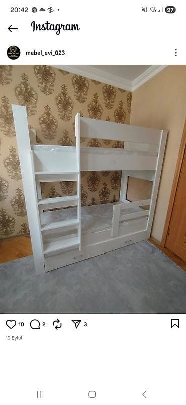 karona mebel: Oğlan və qız üçün, Yeni, Çarpayı, Matras ilə, Siyirməli, Laminat — 3