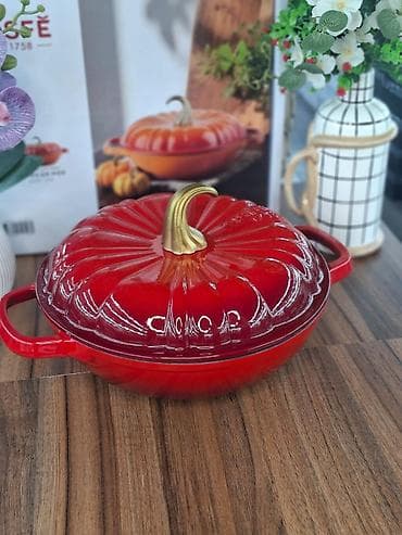sobalar: Qazan, rəng - Narıncı, Çuqun, 5-dən çox l, 24 sm — 4