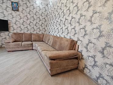 tek stullar: Künc divan və 6 nəfərlik yemək dəsti - Künc divan: L formalı, yumşaq — 9