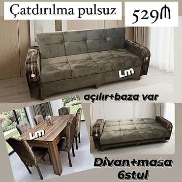 Divan + Masa dəsti Sifarişlə hazırlanır Dəst qiyməti: 529₼ Divan: 2.10