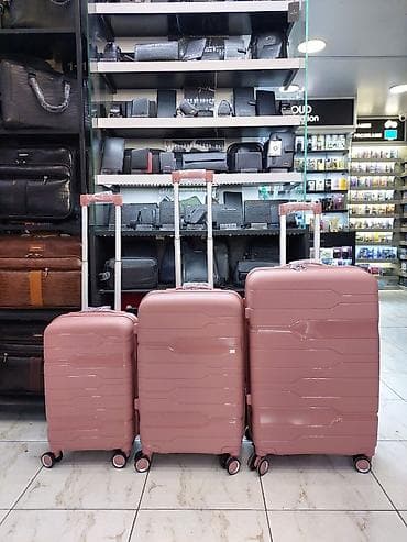 3-lü çamadan dəsti – sərt korpus, təkərli, çəhrayı - Qabıq: sərt