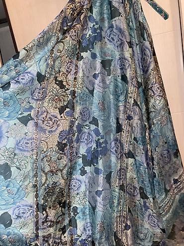 şifon donlar: Məhsul: Uzun, çiçək naxışlı qadın paltarı - Rəng və naxış: Mavi və — 3