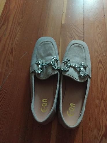 Qadın loaferləri – bej rəng - Üst material: yumşaq, tüklü fakturalı