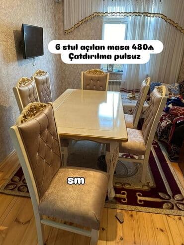 stol desdi: Mətbəx üçün, Dördbucaq masa, 4 stul — 11