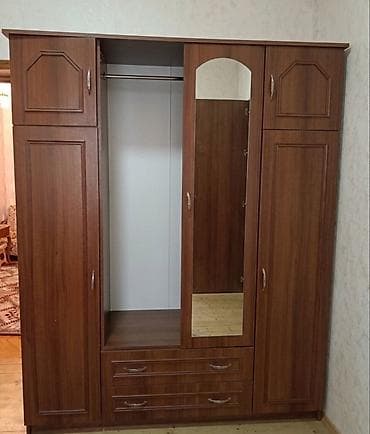 4 qapılı, Qəhvəyi, Taxta, Açılan, Düz dolab