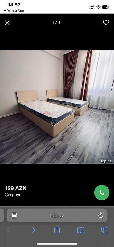 Təknəfərlik çarpayı, Matras ilə — 1