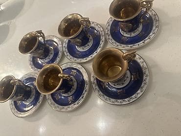 kofe adlari: Qəhvə dəsti, rəng - Göy, Farfor, 6 nəfərlik — 2