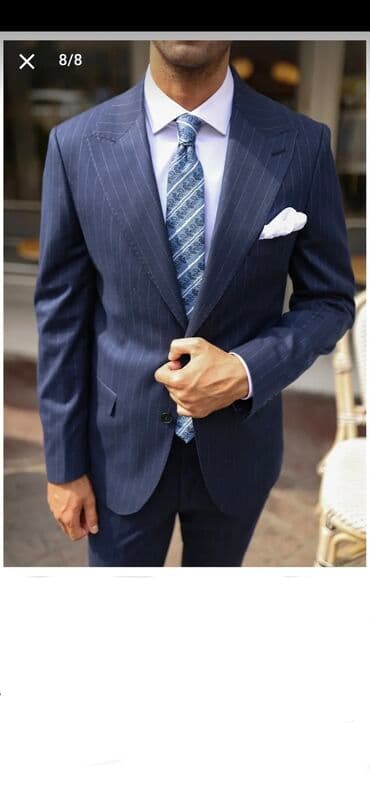 kişi ucun klassik qara kostyum: Kostyum, Qış, L, rəng - Göy — 2