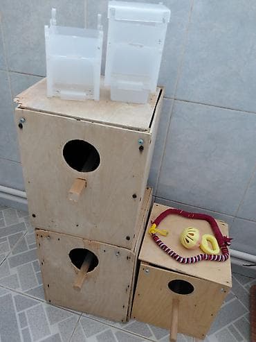 Quşlar üçün ləvazimatlar dəsti - Taxta quş yuvaları: 3 ədəd -