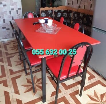 bağça üçün: Yeni, Kvadrat masa, Açılmayan, Stullar ilə, Dəri — 28