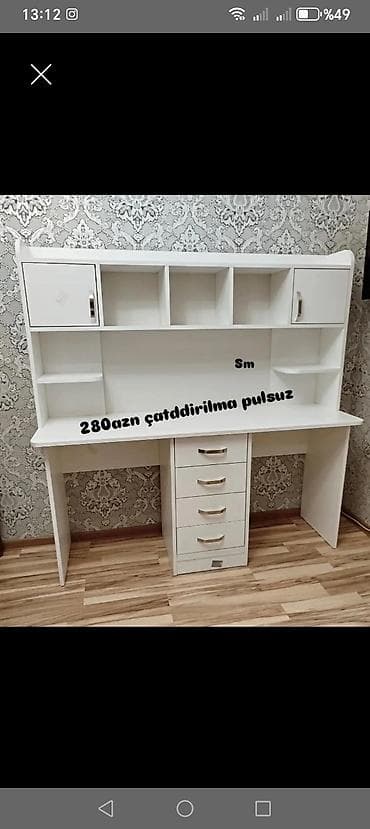 kubik olculeri: Yazı masası – üst rəfli model - Ölçü: 160/160/50 sm (göstərilən — 4
