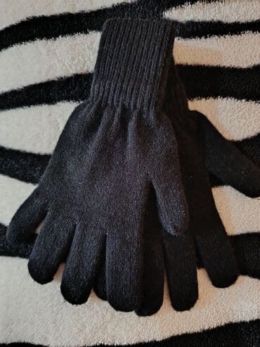 kişi üçün yun əlcəklər: Qara rəngli toxunma əlcək - Material: yumşaq, isti toxunma trikotaj - — 1