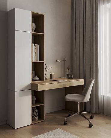 Ofis dəst mebeli: Minimalist iş masası və saxlama modulu dəsti - Dizayn: Skandinaviya — 6
