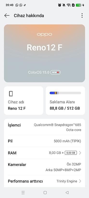 printer telefon: Oppo Reno 12 F, 512 GB, rəng - Boz — 3