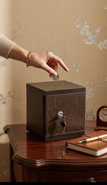 Ağac teksturalı qənaət qutusu/kasa - Material: taxta görünümlü möhkəm