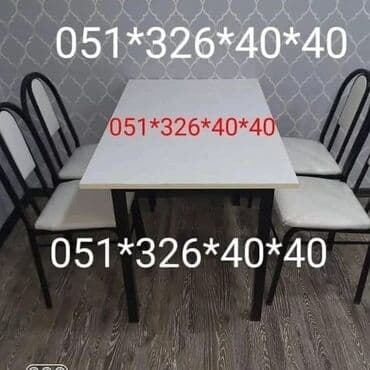 Masa və oturacaq dəstləri: Qonaq otağı üçün, Yeni, Açılan, Dördbucaq masa, 4 stul — 24