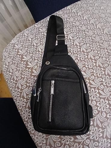 Yenilik: Qara rəngli çiyin/köks çantası (sling bag) - Material — 2
