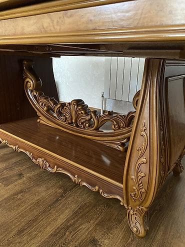 masa islenmis: Qonaq masası, İşlənmiş, Açılan, MDF, Oval masa — 4
