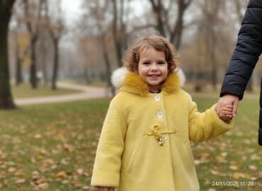 теплая верхняя одежда: Пальто, Для девочек, 7 - 8 лет — 1