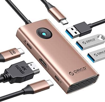 ucuz modemler: 🔥 ORICO PW11-6PR-RG-EP – 6-in-1 USB-C HUB, Gigabit LAN, 100W PD və 4K — 1