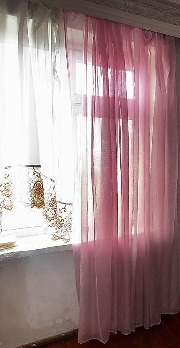 sadə pərdələr: İşlənmiş, Satin Tül, rəng - Çəhrayı, Ödənişli çatdırılma, Ünvandan götürmə — 2