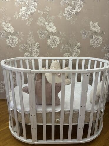 Физика: Для девочки, Б/у, Овальная, Колыбель, Без бортиков, С матрасом, С механизмом качания — 2