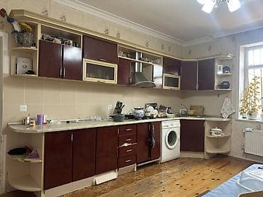 2ci el mətbəx mebeli: Mətbəx mebeli dəsti - Plan: L formalı, uzun xətt üzrə geniş iş səthi — 2