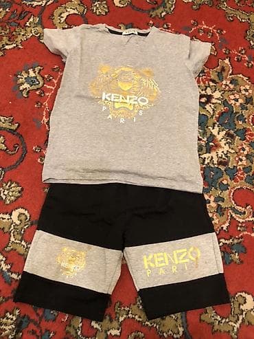 Uşaq geyim dəsti – Kenzo Paris motivli - 2 hissə: qısaqol boz köynək — 1